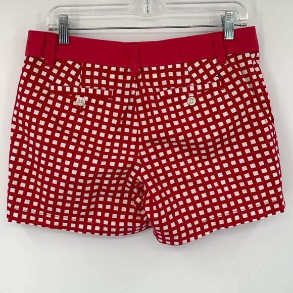 Tommy Hilfiger Red and White Squares Flat Front Cotton Women's Shorts Size 6 - Picture 7 of 8